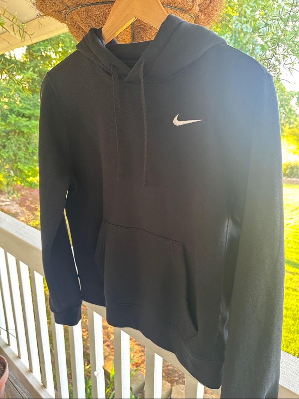 Nike Black Crewneck Hoodie with White Swoosh - NWOT